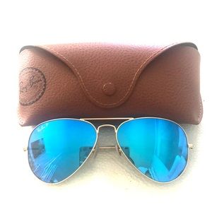 Blue Mirror Gold Polarized Ray Ban Sunglasses